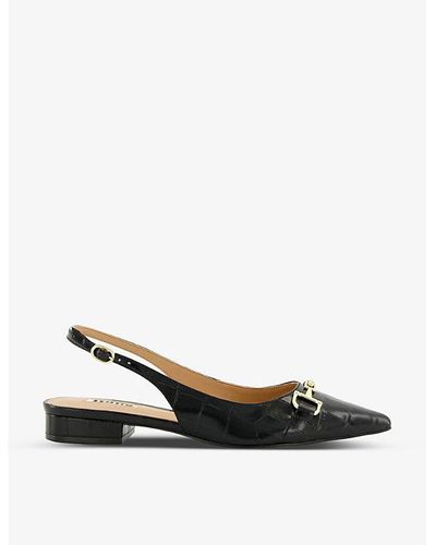 Dune Hopeful Croc-embossed Leather Slingback Court Shoes - Black