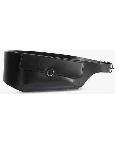 Claudie Pierlot Logo-engraved Leather Belt Bag - Black