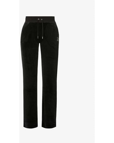 Juicy Couture Relaxed-fit Straight-leg High-rise Velour jogging Botto - Black