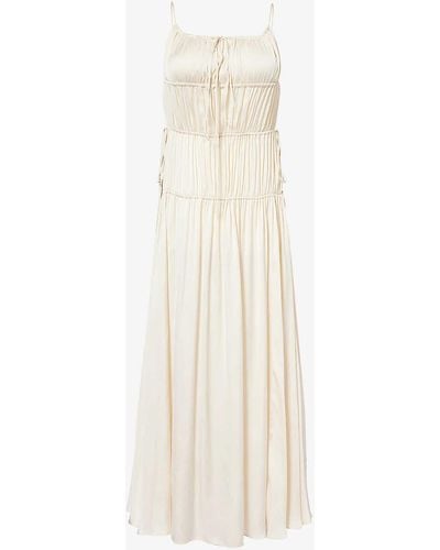 Bec & Bridge Delphi Gathered Satin Maxi Dress - White