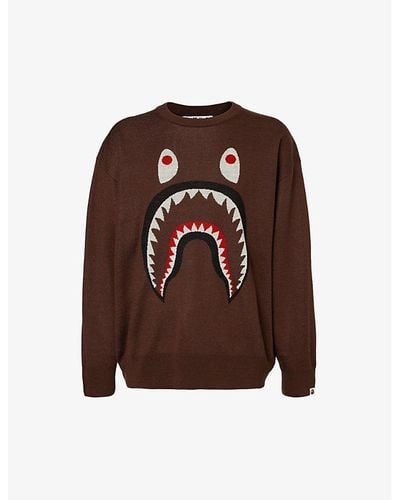 A Bathing Ape Shark Brand-print Knitted Sweater - Brown