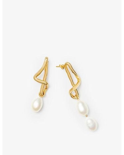 Missoma Molten 18ct Recycled Yellow- Plated Brass And Baroque Pearl Earrings - Metallic