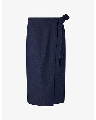 Soeur Aline Wrap-tie Cotton Maxi Skirt - Blue
