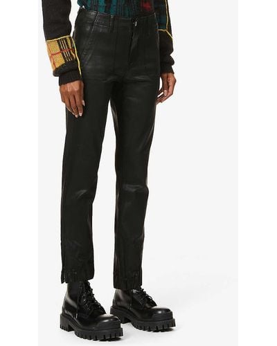 PAIGE Mayslie Tapered Mid-rise Faux-leather Trousers - Black