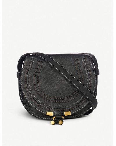 Chloé Marcie Small Leather Saddle Bag - Black