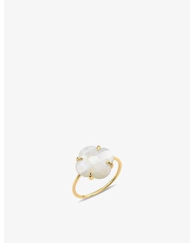 The Alkemistry Morganne Bello Clover 18ct Yellow-gold And 3.10ct Mother-of-pearl Ring - White