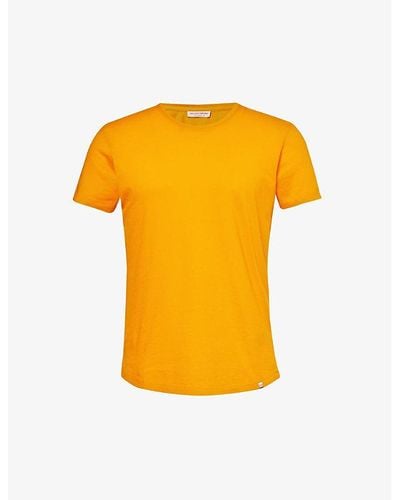 Orlebar Brown Logo-tab Regular-fit Cotton-jersey T-shirt Xx - Yellow