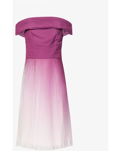 Chi Chi London Bardot Ombre-print Woven Midi Dress - Pink
