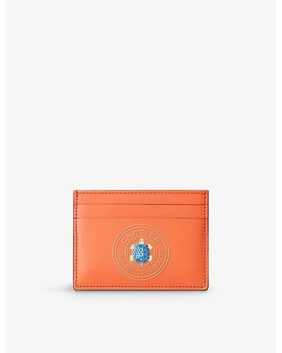 Cartier Characters Leather Card Holder - Orange