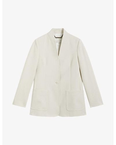Ted Baker Tural Ambero Single Breasted Collarless Stretch-woven Blazer - White