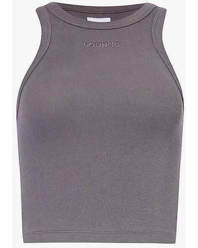 Lounge Underwear Essential Logo-embroidered Stretch-cotton Top X - Grey
