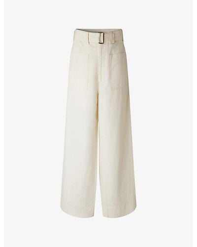 Soeur Vagabond Wide-leg High-rise Cotton-blend Pants - Natural