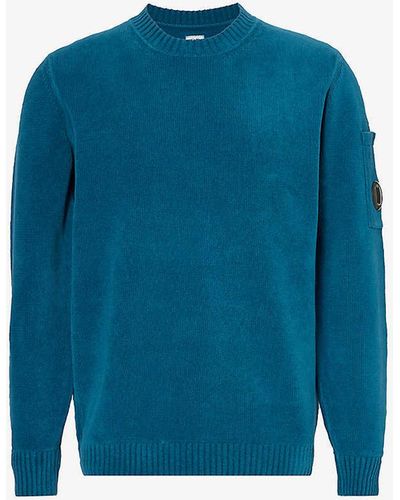 C.P. Company Lens-detail Relaxed-fit Cotton-knit Jumper - Blue