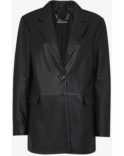 Whistles Stina Regular-fit Leather Blazer Jacket X - Black