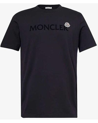 Moncler Vy Logo-embroidered Short-sleeve Cotton-jersey T-shirt X - Blue