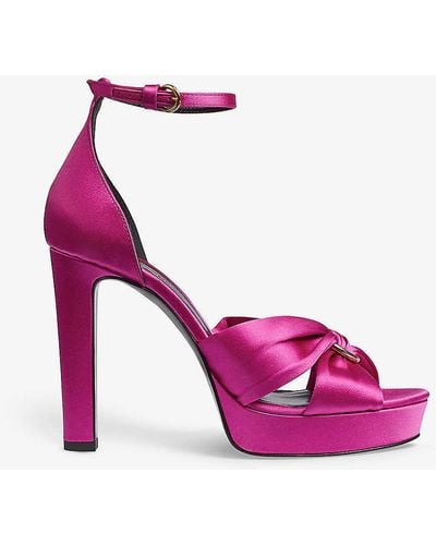 LK Bennett Aysha Open-toe Satin Heeled Sandals - Pink