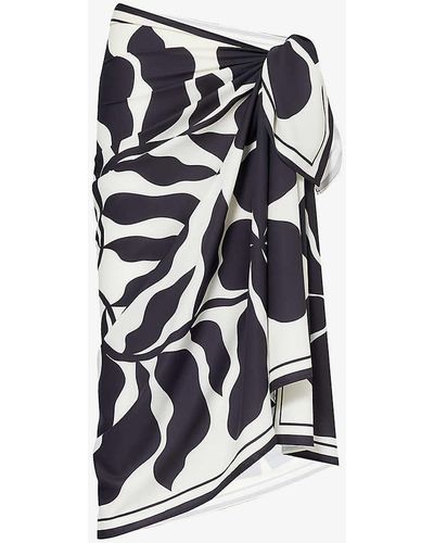 4th & Reckless Bora Graphic-print Stretch-woven Sarong - White