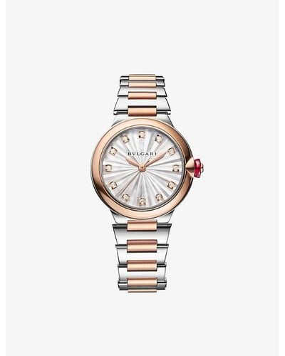 BVLGARI Re00009 Lvcea 18ct Rose-gold, Stainless-steel And 0.22ct Diamond Automatic Watch - Metallic
