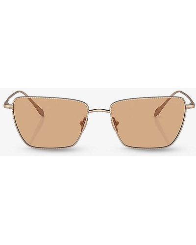 Giorgio Armani Ar6153 Rectangle-frame Metal Sunglasses - Natural