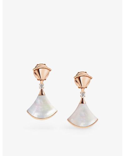 BVLGARI Divas' Dream 18ct Rose-gold, 0.07ct Diamond And Mother-of-pearl Earrings - White