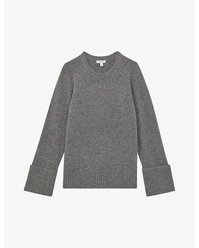 Reiss Laura Round-neck Wool And Cashmere Sweater - Gray