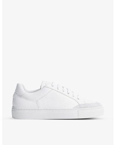Reiss Ashley Suede-panel Low-top Leather Sneakers - White