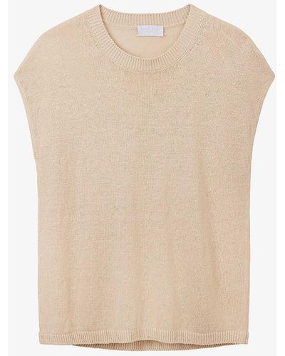 The White Company Round-neck Knitted Linen T-shirt - Natural