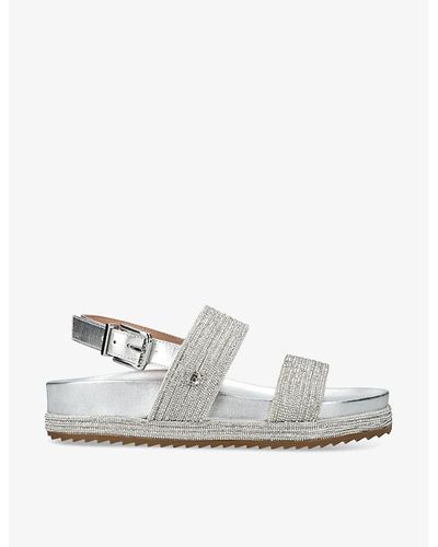 Carvela Kurt Geiger Gala Crystal-embellished Woven Sandals - White