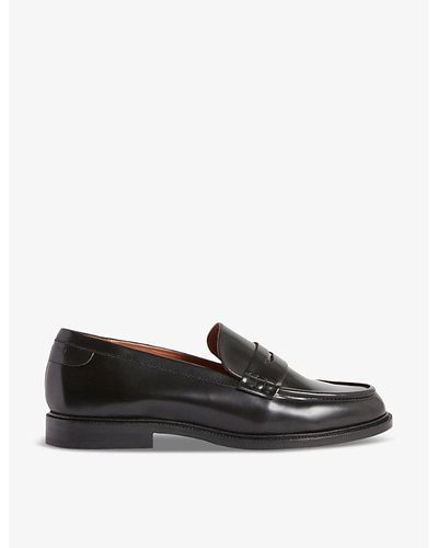 Claudie Pierlot Tonal-stitch Leather Penny Loafers - Black