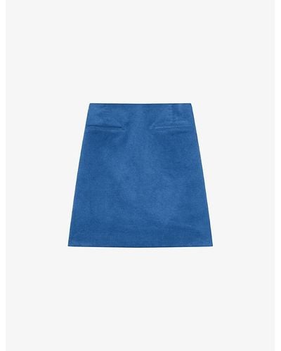 LK Bennett Deborah Jet-pocket Stretch-cotton Corduroy Mini Skirt - Blue