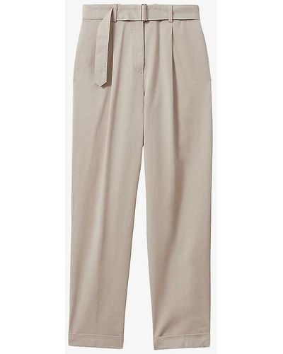 Reiss Hutton Tapered-fit High-rise Stretch-cotton Trousers - White