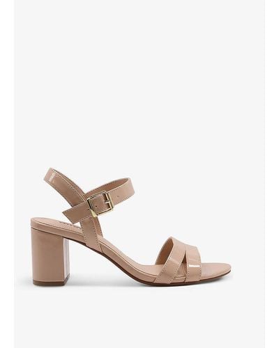 Dune Merisa Block-heel Patent Faux-leather Sandals - Natural