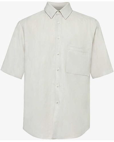 Corneliani Short-sleeved Relaxed-fit Linen-twill Shirt - White