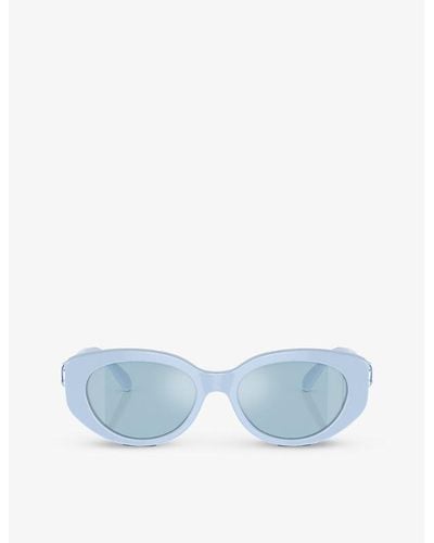 Swarovski Sk6002 Oval-frame Gem-embellished Acetate Sunglasses - Blue