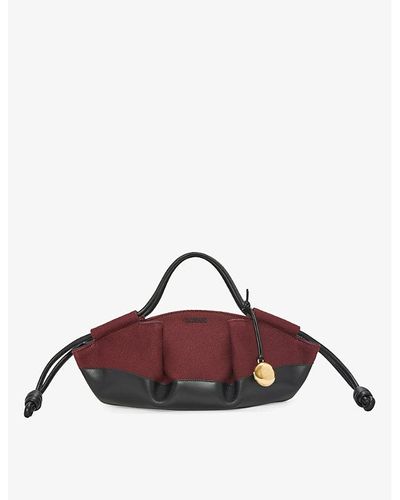 Loewe Paseo Small Leather And Cotton Shoulder Bag - Brown