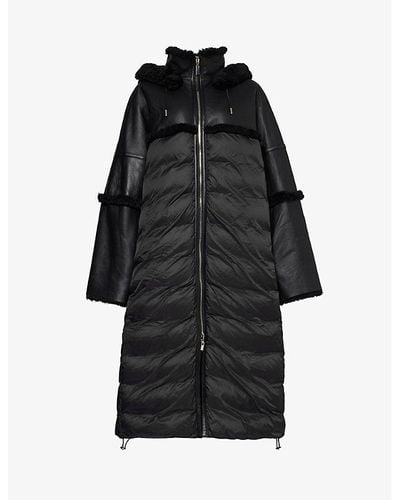Anne Vest Alma Padded Leather Coat - Black