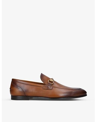 Gucci Jordaan Leather Loafers - Brown