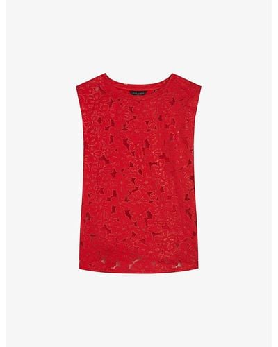 Ted Baker Bettyan Devoré-floral Stretch-woven Top - Red