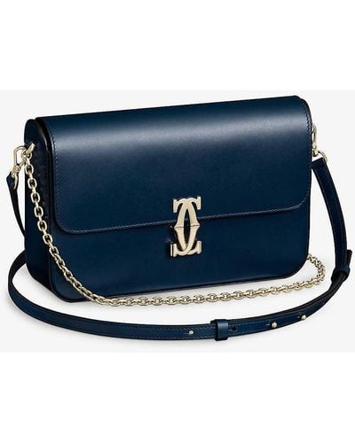 Cartier C De Small Leather Shoulder Bag - Blue