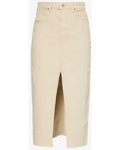 PAIGE Angela Stretch-cotton Denim Midi Skirt - Natural