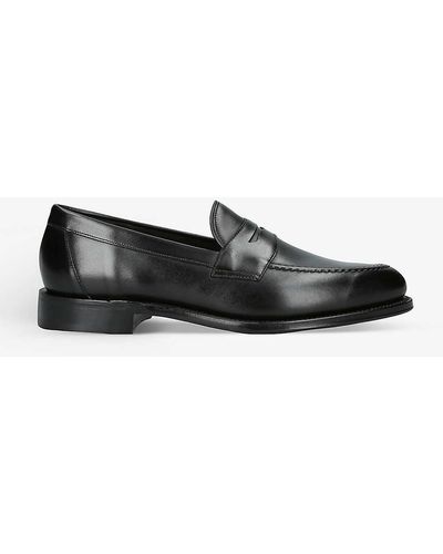 Loake Hornbeam Strap Leather Loafers - Black
