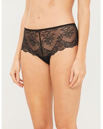 Aubade Danse Des Sens Low-rise Floral-lace Brief - Black