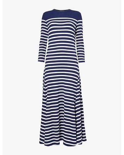Polo Ralph Lauren Striped Knitted Maxi Dress - Blue