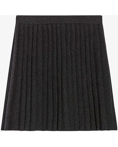 Claudie Pierlot High-rise Pleated Wool-blend Mini Skirt - Black