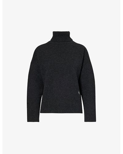 Sporty & Rich Turtleneck Relaxed-fit Wool Sweater - Black