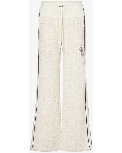 Amiri Bouclé-panel Brand-embroidered Woven Trousers - White
