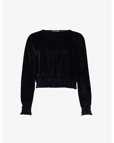 Bella Dahl Frilled-trims Relaxed-fit Woven-blend Blouse - Black