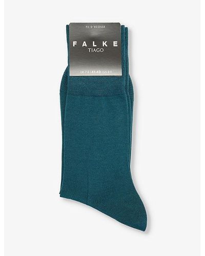 FALKE Tiago Logo-print Organic-cotton Blend Knitted Socks - Blue
