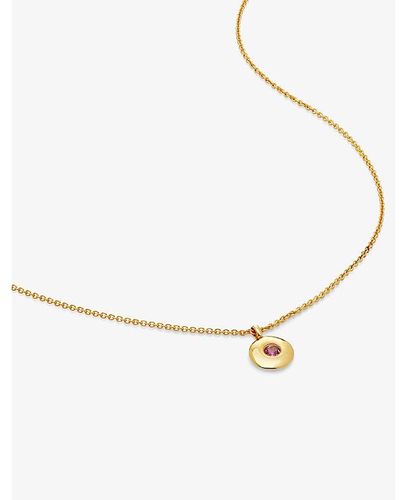 Monica Vinader October Birthstone 18ct -plated Vermeil Sterling-silver And Tourmaline Pendant Necklace - Natural