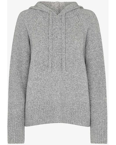Whistles Brushed-texture Relaxed-fit Stretch Wool-blend Hoody - Grey